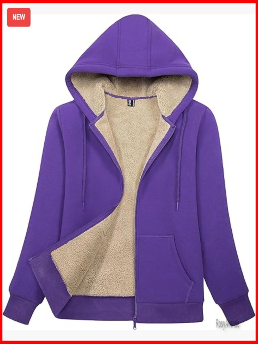 Zip Up Sherpa Lined Fleece Jacket Winter Thermal Thick Hoodie Pockets
